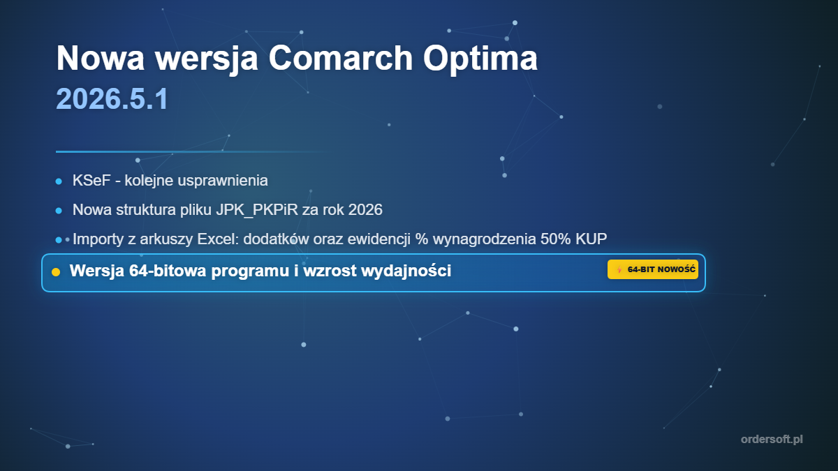OrderSoft - Nowa wersja Comarch ERP OPtima 2026.5